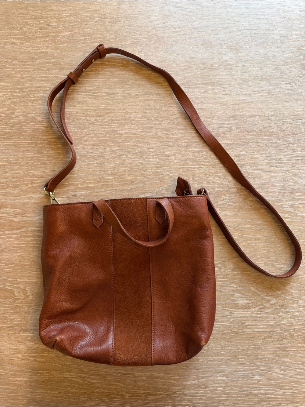 Madewell Classic Brown Leather Crossbody Tote